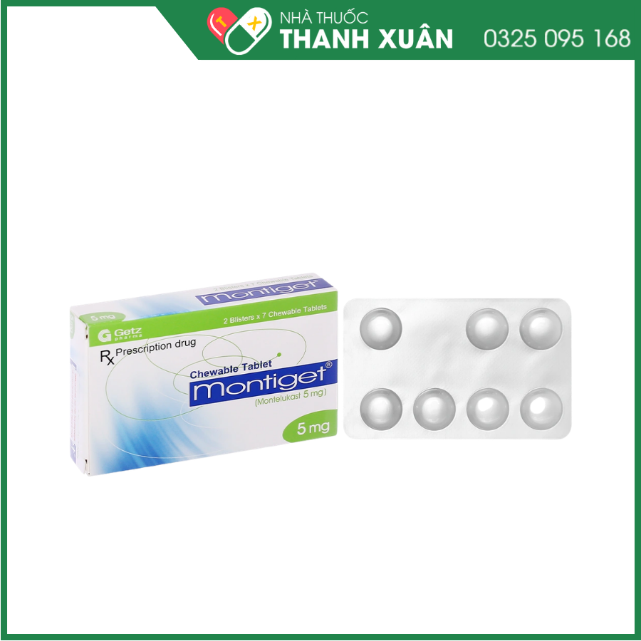Montiget 5mg phòng và điều trị hen suyễn mạn tính, viêm mũi theo mùa